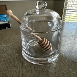 Honey Dipper Glass Jar wooden Honey Dipper Stick